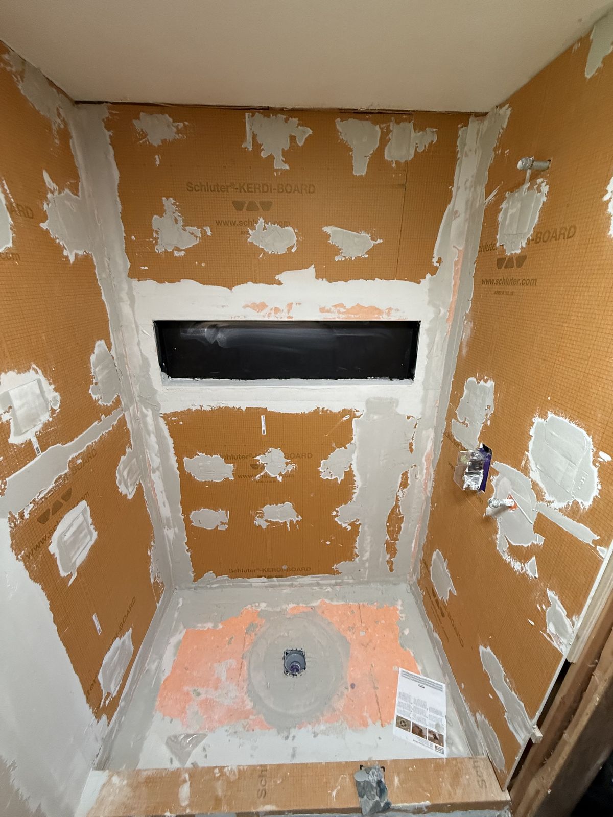 Waterproofing membrane on shower walls