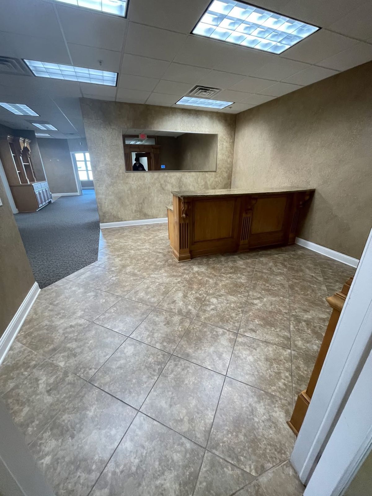 Commercial lobby with tile floor